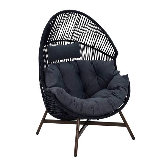 Oviala - Fauteuil de jardin oeuf sur pied en rotin synthétique 142 cm noir Bamako - Oviala - Image 1