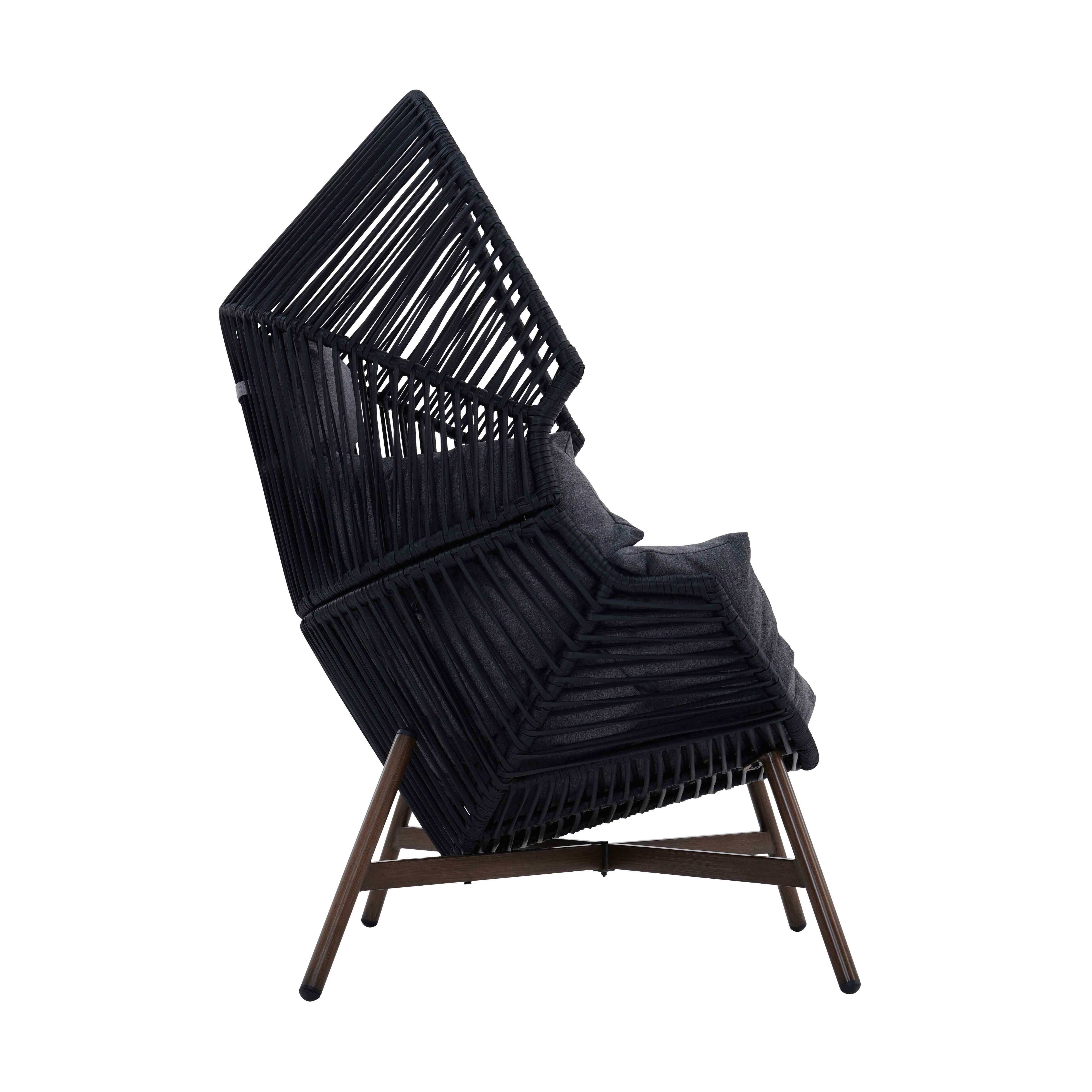 Oviala - Fauteuil de jardin oeuf sur pied en rotin synthétique 142 cm noir Bamako - Oviala - Image 4