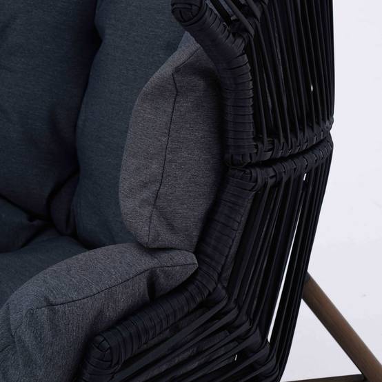 Oviala - Fauteuil de jardin oeuf sur pied en rotin synthétique 142 cm noir Bamako - Oviala - Image 6
