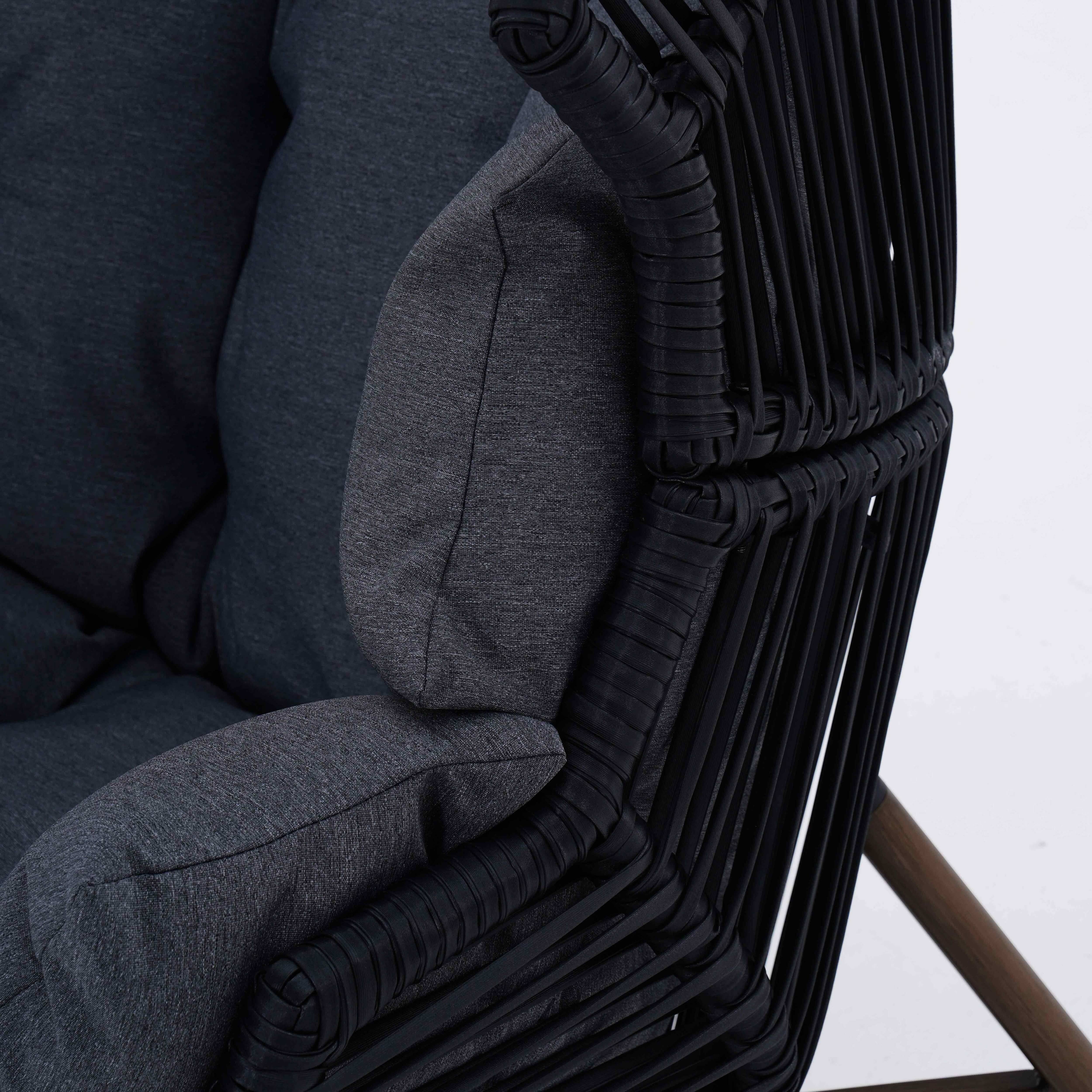 Oviala - Fauteuil de jardin oeuf sur pied en rotin synthétique 142 cm noir Bamako - Oviala - Image 6