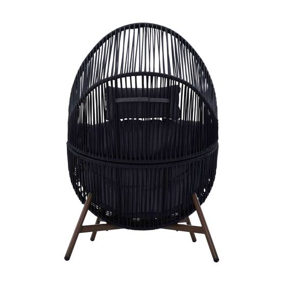 Oviala - Fauteuil de jardin oeuf sur pied en rotin synthétique 142 cm noir Bamako - Oviala - Image 5