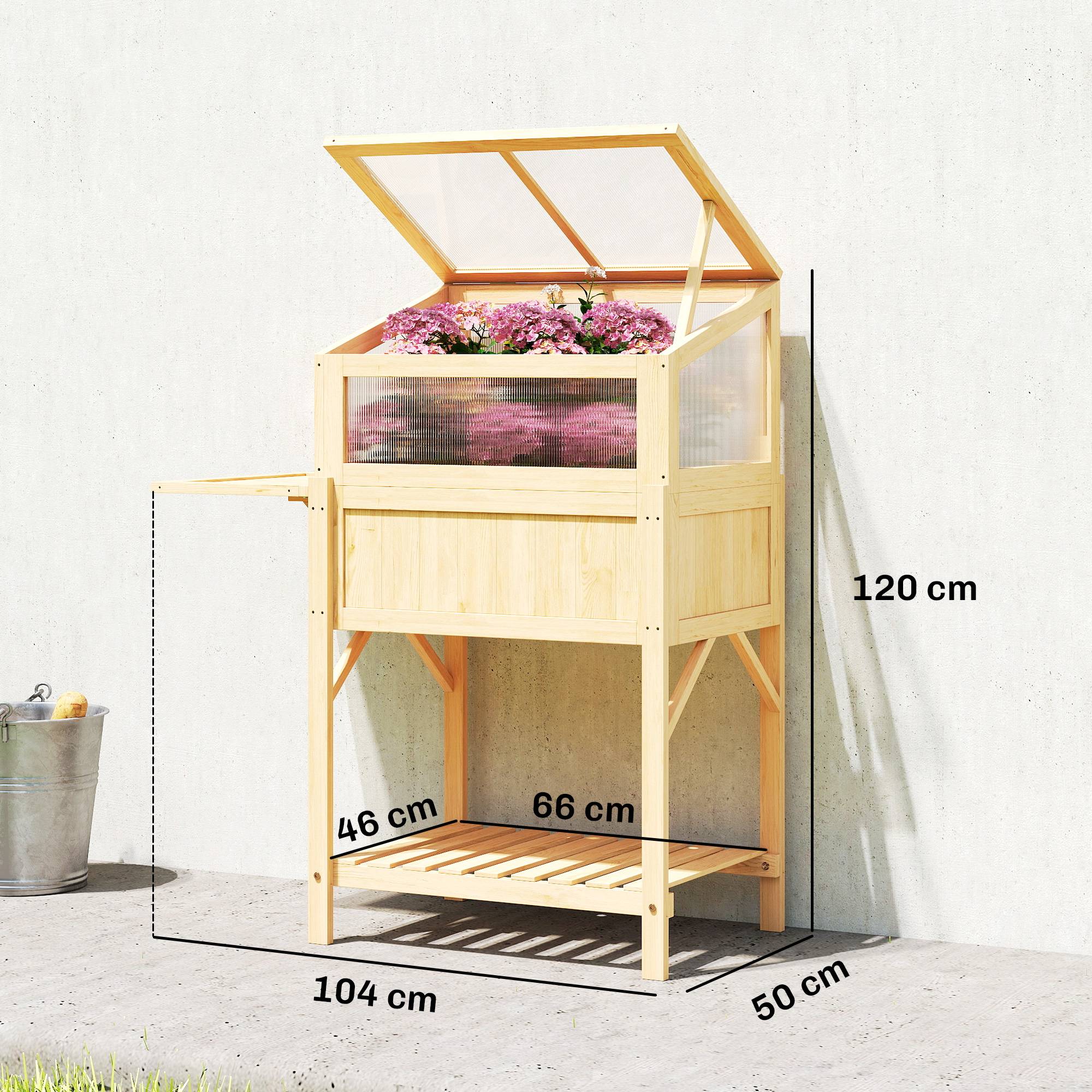 Carré potager serre Bois sapin table rempotage pliante étagère 104x50x120cm naturel - ComfortXL Outdoor Living - Image 5