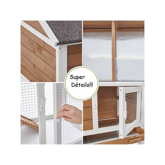 Cage Clapier Enclos lapin Extérieur en bois Haute Qualité pour lapins petits animaux- Modèle : 086 Belle cour 146x50x86cm(LxPxH) - Image 3