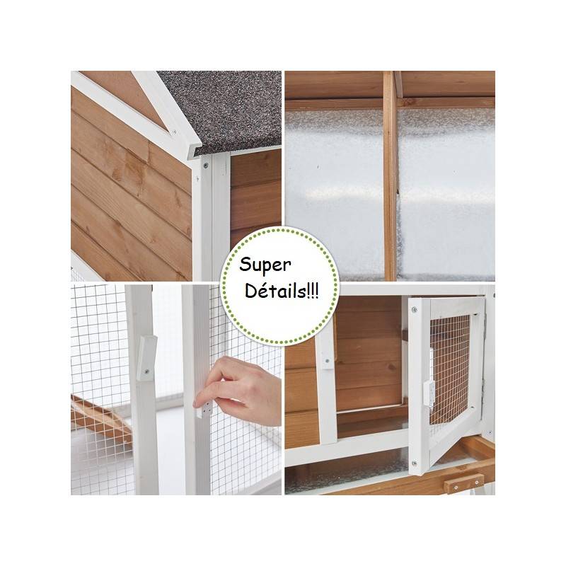 Cage Clapier Enclos lapin Extérieur en bois Haute Qualité pour lapins petits animaux- Modèle : 086 Belle cour 146x50x86cm(LxPxH) - Image 3
