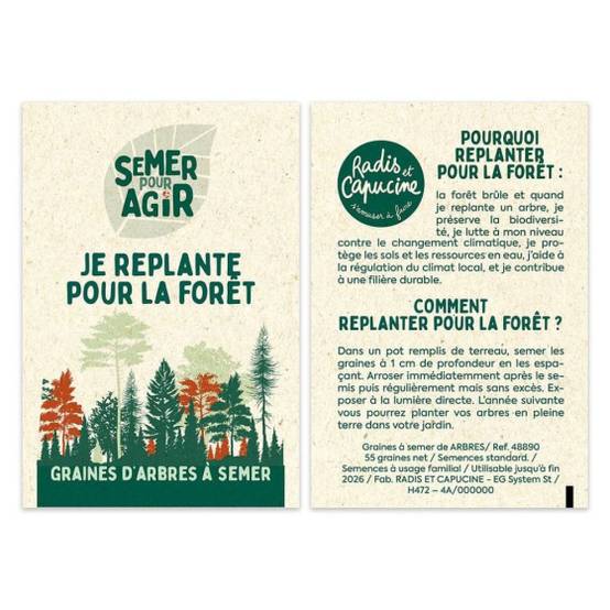 Radis et Capucine - Radis et Capucine - Sachet Semer pour agir - Je replante pour la forêt
