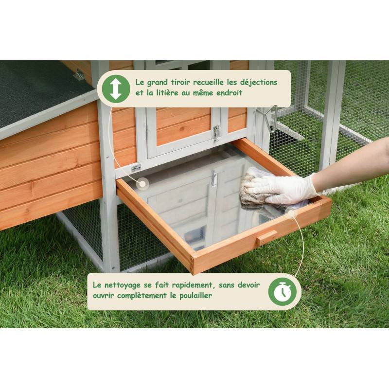 Poulailler en bois pour jardin extérieure 183x103x75cm Cage Canard avec Nichoir Modèle Ida - Image 3