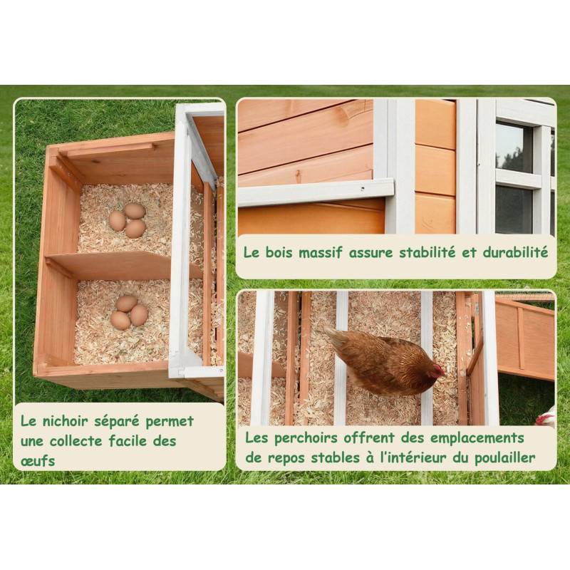 Poulailler en bois pour jardin extérieure 183x103x75cm Cage Canard avec Nichoir Modèle Ida - Image 5