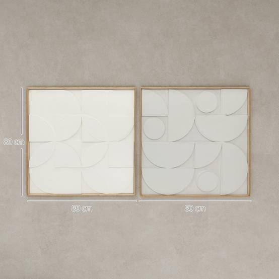 ComfortXL - Décoration murale 3D bois MDF salon couloir design géométrique lot 2 80x80cm blanc - ComfortXL Outdoor Living - Image 3