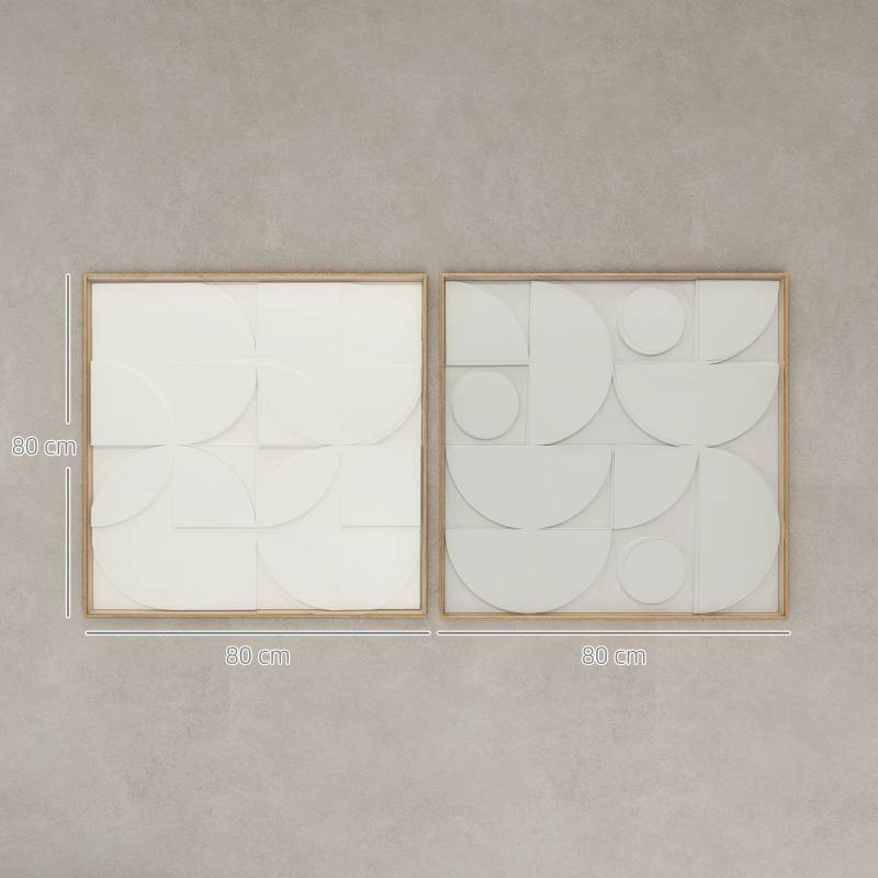 ComfortXL - Décoration murale 3D bois MDF salon couloir design géométrique lot 2 80x80cm blanc - ComfortXL Outdoor Living - Image 3