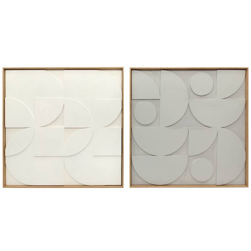 ComfortXL - Décoration murale 3D bois MDF salon couloir design géométrique lot 2 80x80cm blanc - ComfortXL Outdoor Living - Image 2