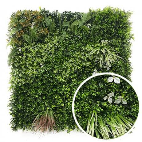 Mur végétal artificiel Jungle 1m x 1m, Long 14 m, Hauteur 1 m - Image 1
