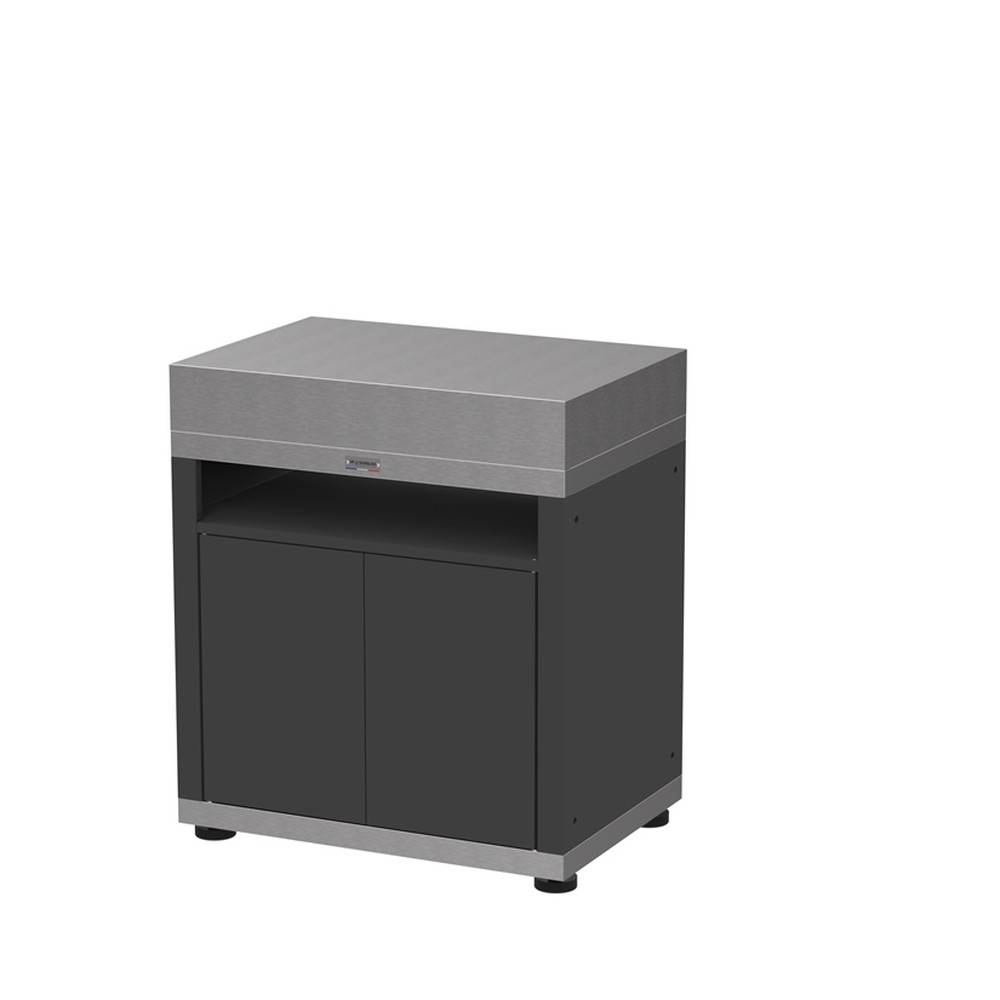 Le Marquier - Meuble avec tablette en inox et acier noir - 80 x 55 x 92 cm Le Marquier