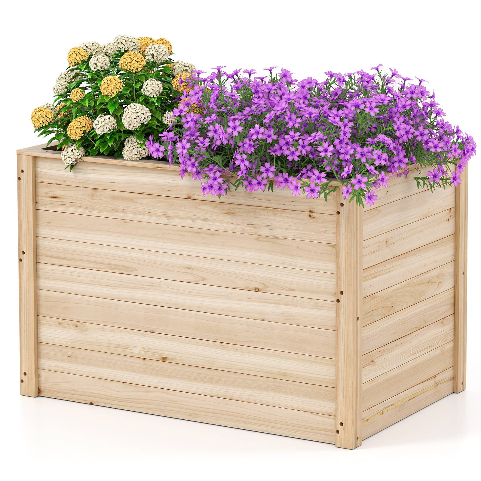 Costway - Jardinière au Sol en Sapin Massif, 100 x 64 x 65,5 cm, avec Base Ouverte pour Légumes, Fruits, Fleurs, Arbustes à Racines Profondes - Image 1