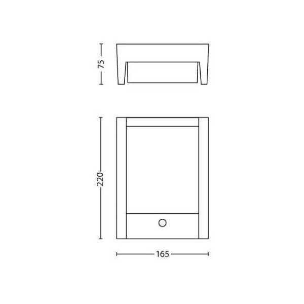 Philips - Applique murale - PHILIPS - Arbour - Lumiere blanche chaude - Avec capteur - Large - IP44 - Image 6