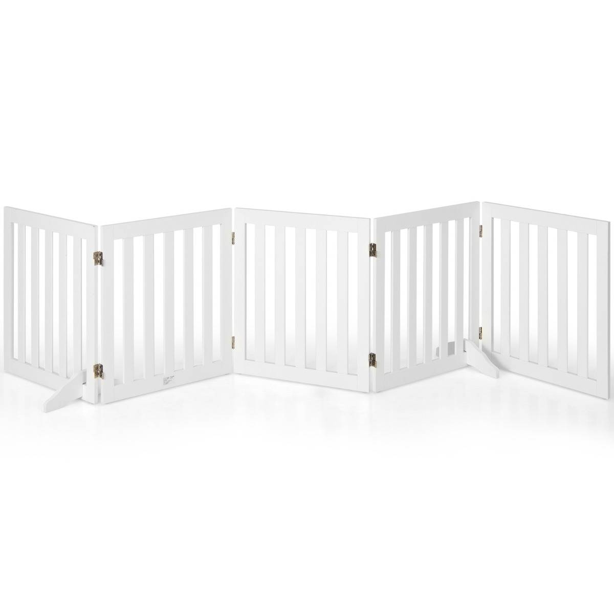 Barrière de Sécurité pour Chien 3 Panneaux avec 2 Pieds de Soutien 150x60 CM Barrière Modulable Pliable pour Animaux Blanc - Image 1