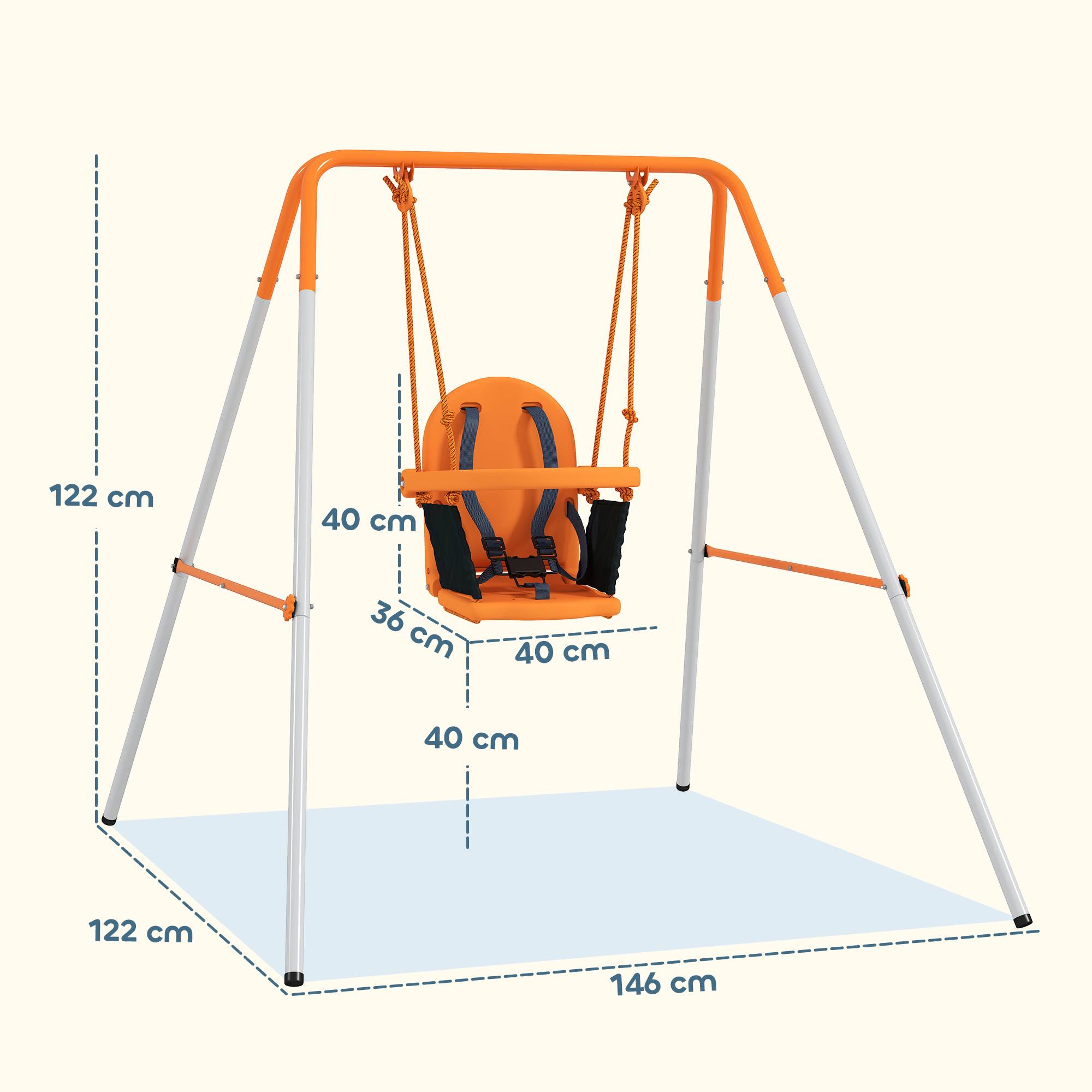 Colonne bébé orange structure acier sangle de sécurité charge max 25kg usage extérieur - Image 5