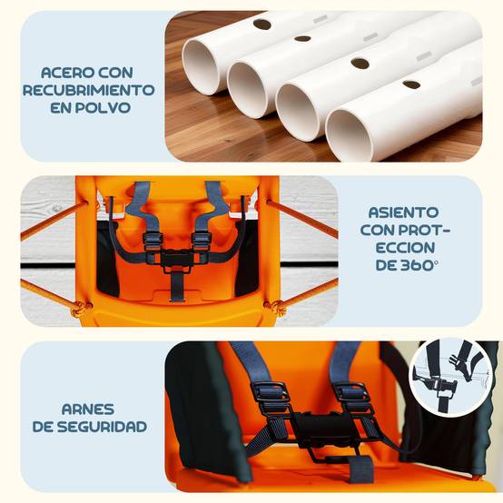 Colonne bébé orange structure acier sangle de sécurité charge max 25kg usage extérieur - Image 7