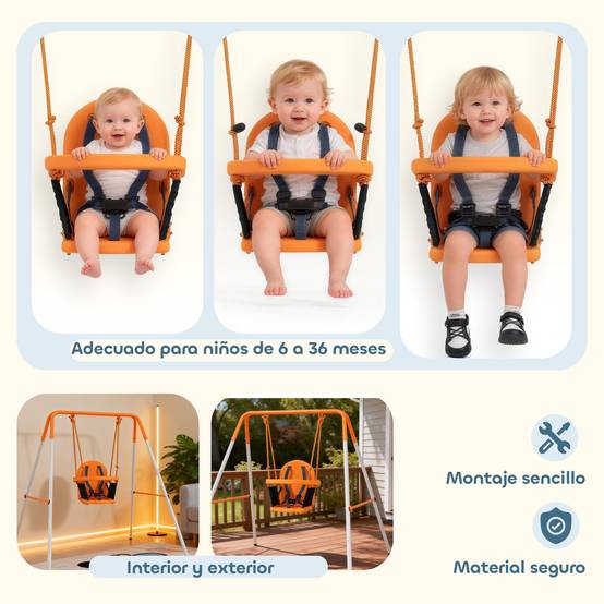 Colonne bébé orange structure acier sangle de sécurité charge max 25kg usage extérieur - Image 6