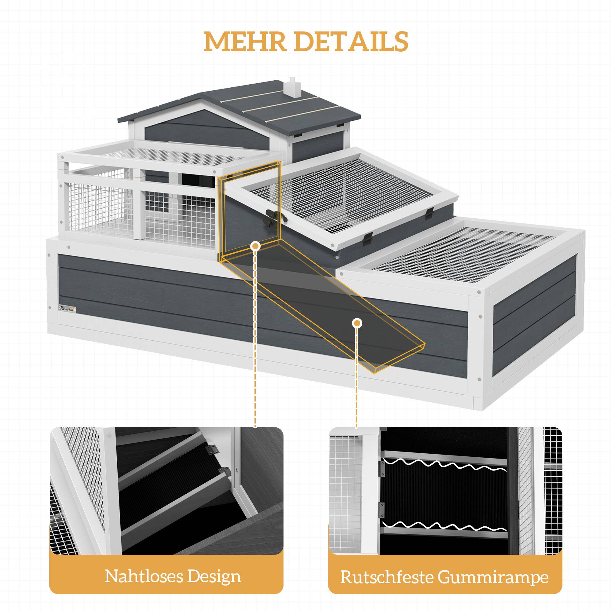ComfortXL - Enclos tortue bois de sapin et métal gris 2 niveaux pour intérieur extérieur avec toits ouvrants portes verrouillables - Image 7