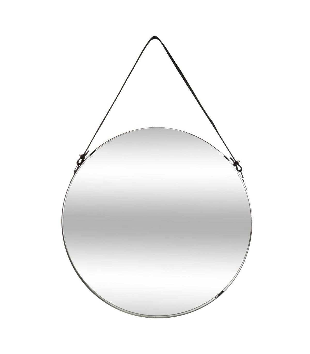 Miroir à suspendre en métal avec lanière D 38 cm - Image 1