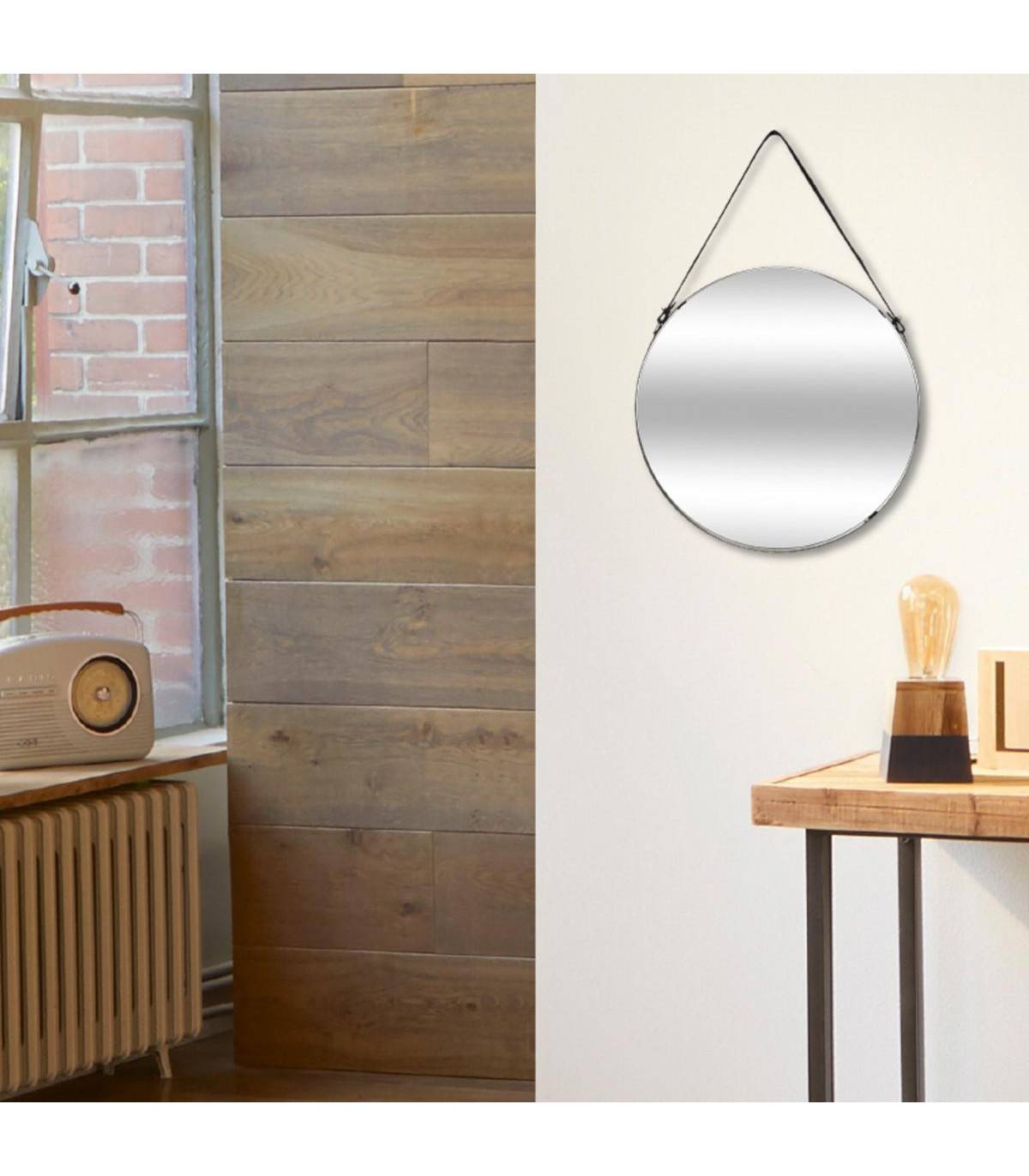 Miroir à suspendre en métal avec lanière D 38 cm - Image 3