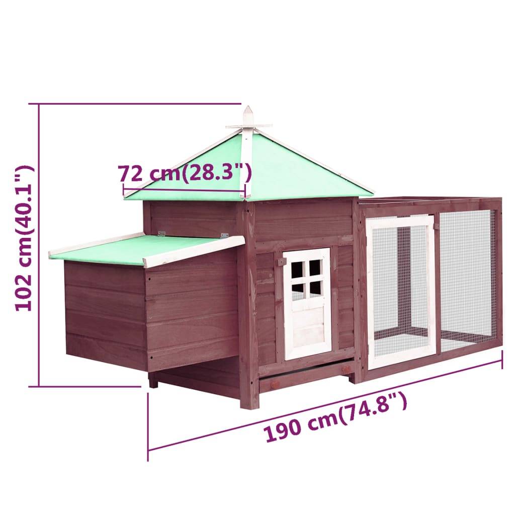 Vidaxl - Poulailler avec nichoir Moka 190x72x102 cm Bois de sapin massif vidaXL 170982 - Image 4