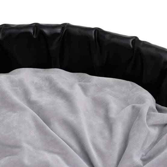 Lit pour chiens similicuir et peluche noir et gris 69 x 59 x 19 cm - PANGIVO - Image 6