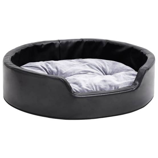 Lit pour chiens similicuir et peluche noir et gris 69 x 59 x 19 cm - PANGIVO - Image 2