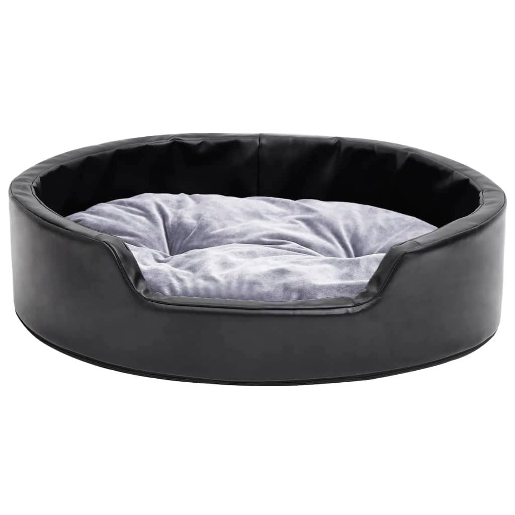 Lit pour chiens similicuir et peluche noir et gris 69 x 59 x 19 cm - PANGIVO - Image 3