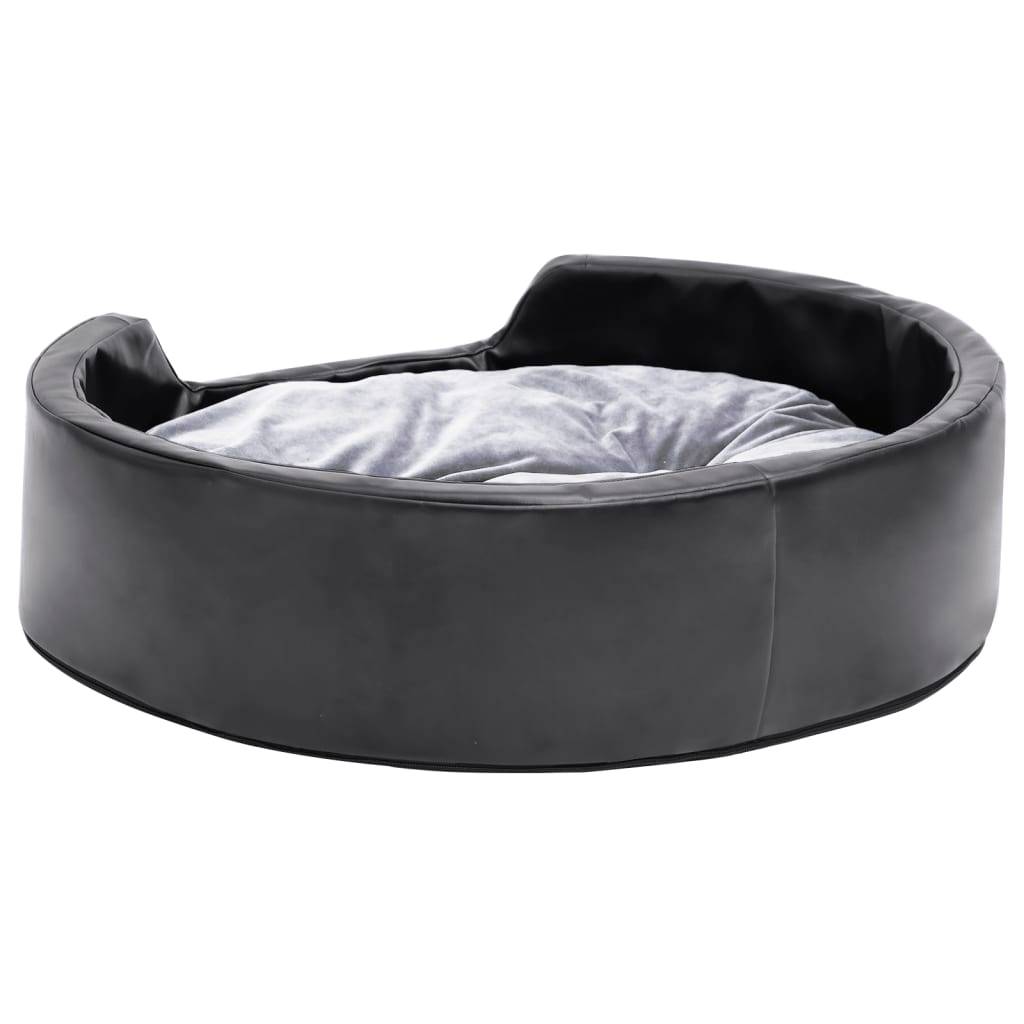 Lit pour chiens similicuir et peluche noir et gris 69 x 59 x 19 cm - PANGIVO - Image 5