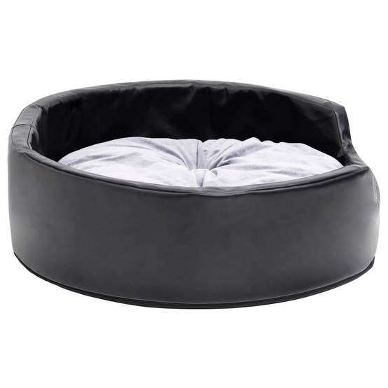 Lit pour chiens similicuir et peluche noir et gris 69 x 59 x 19 cm - PANGIVO - Image 4