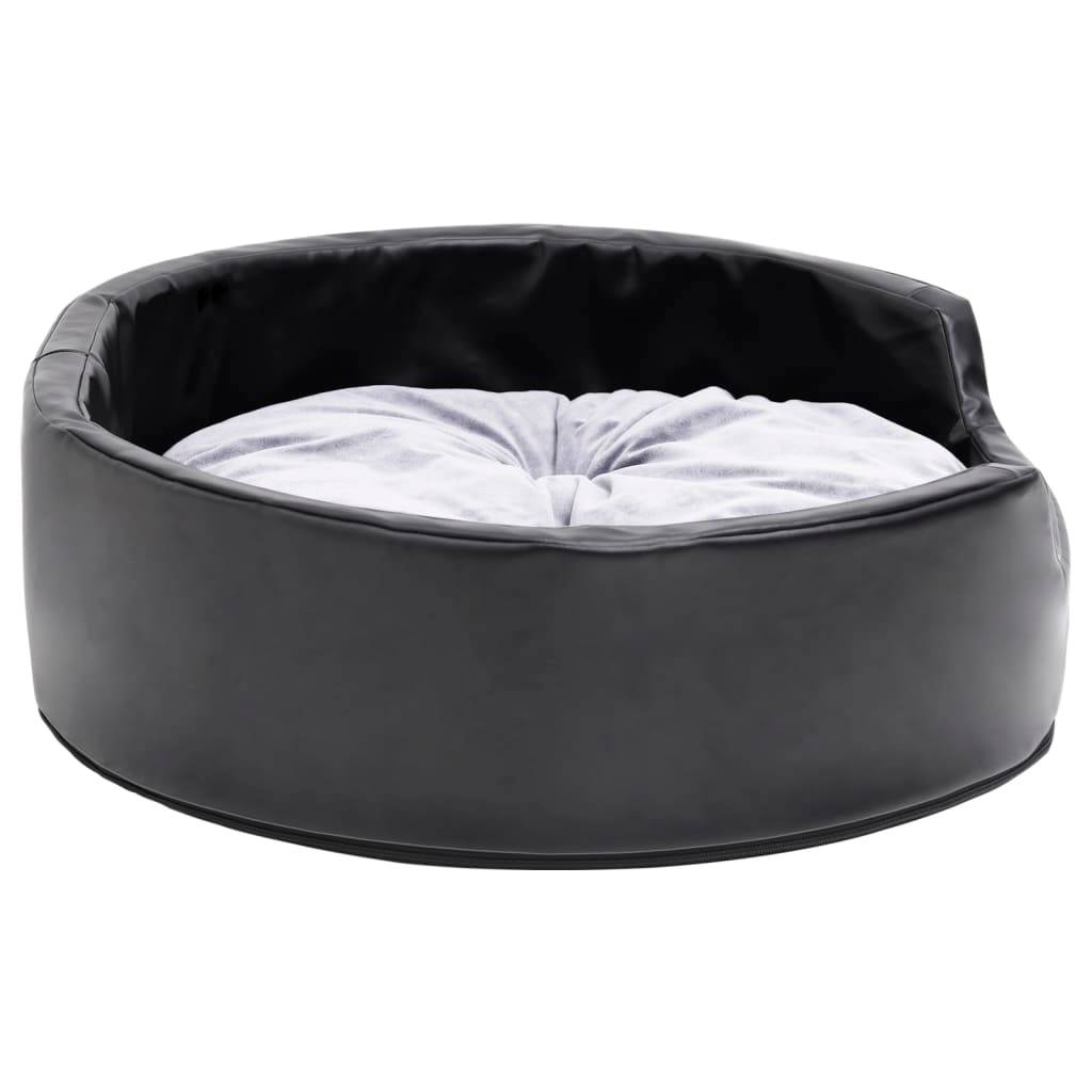 Lit pour chiens similicuir et peluche noir et gris 69 x 59 x 19 cm - PANGIVO - Image 4