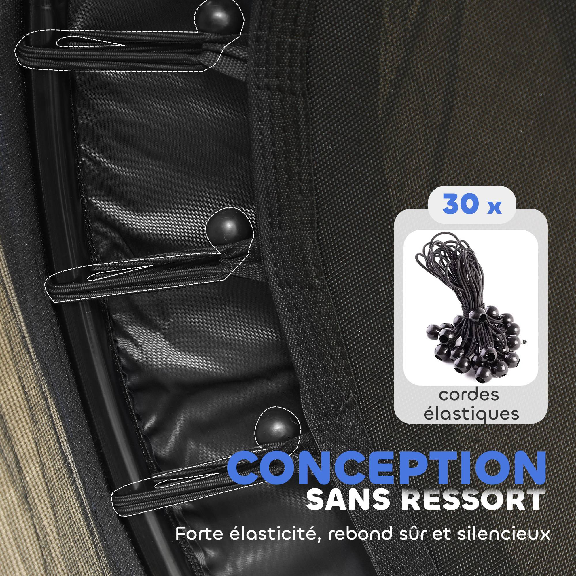 Trampoline Enfant Ø 1,40 × 1,90H m Filet de sécurité Porte zipée Couvre-Ressorts 6 poteaux rembourrés Inclus Noir - Image 8