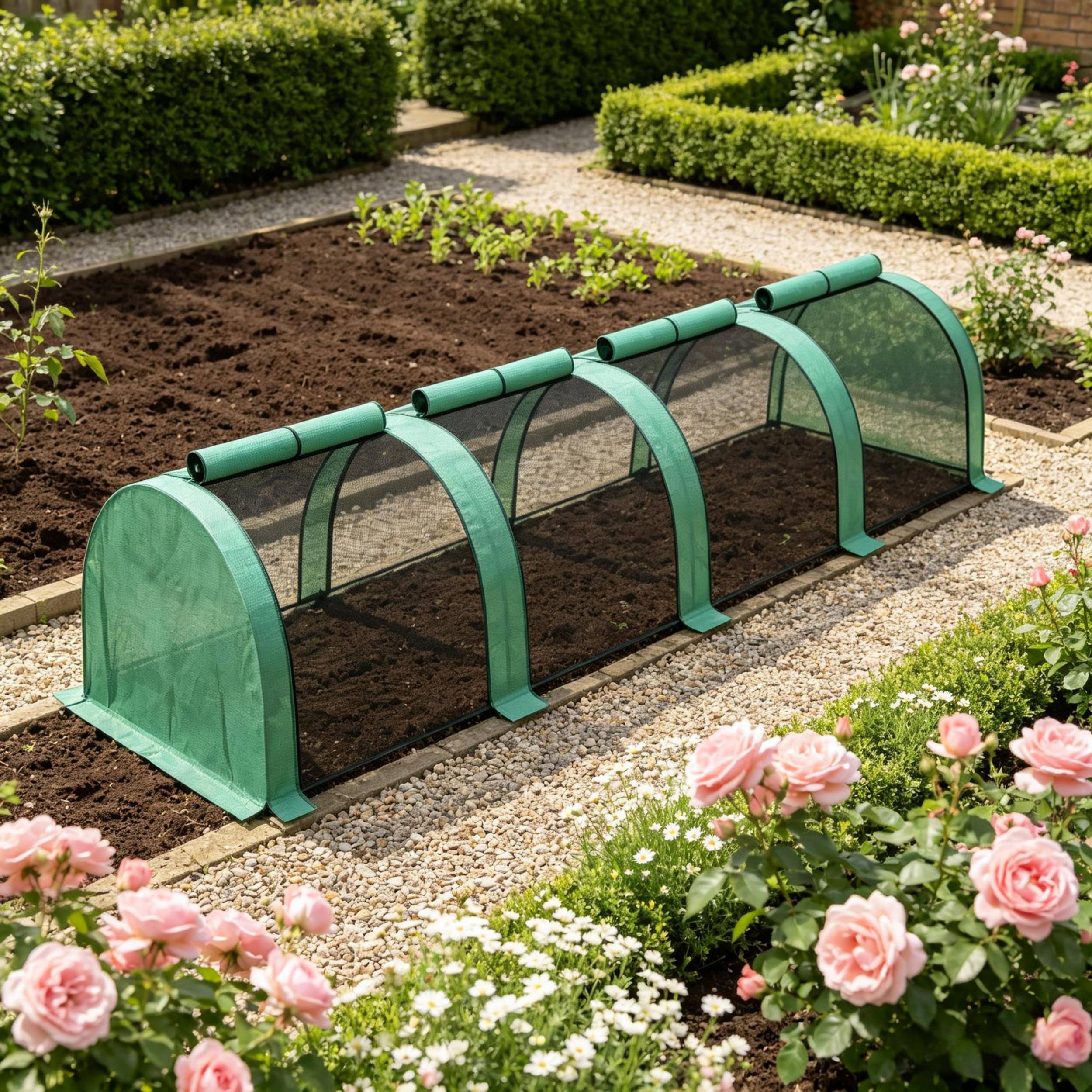 ComfortXL - Mini serre à tomates PE acier 140 g/m² 395 x 100 x 80 cm verte potager 4 portes zippées entretien facile - Image 1