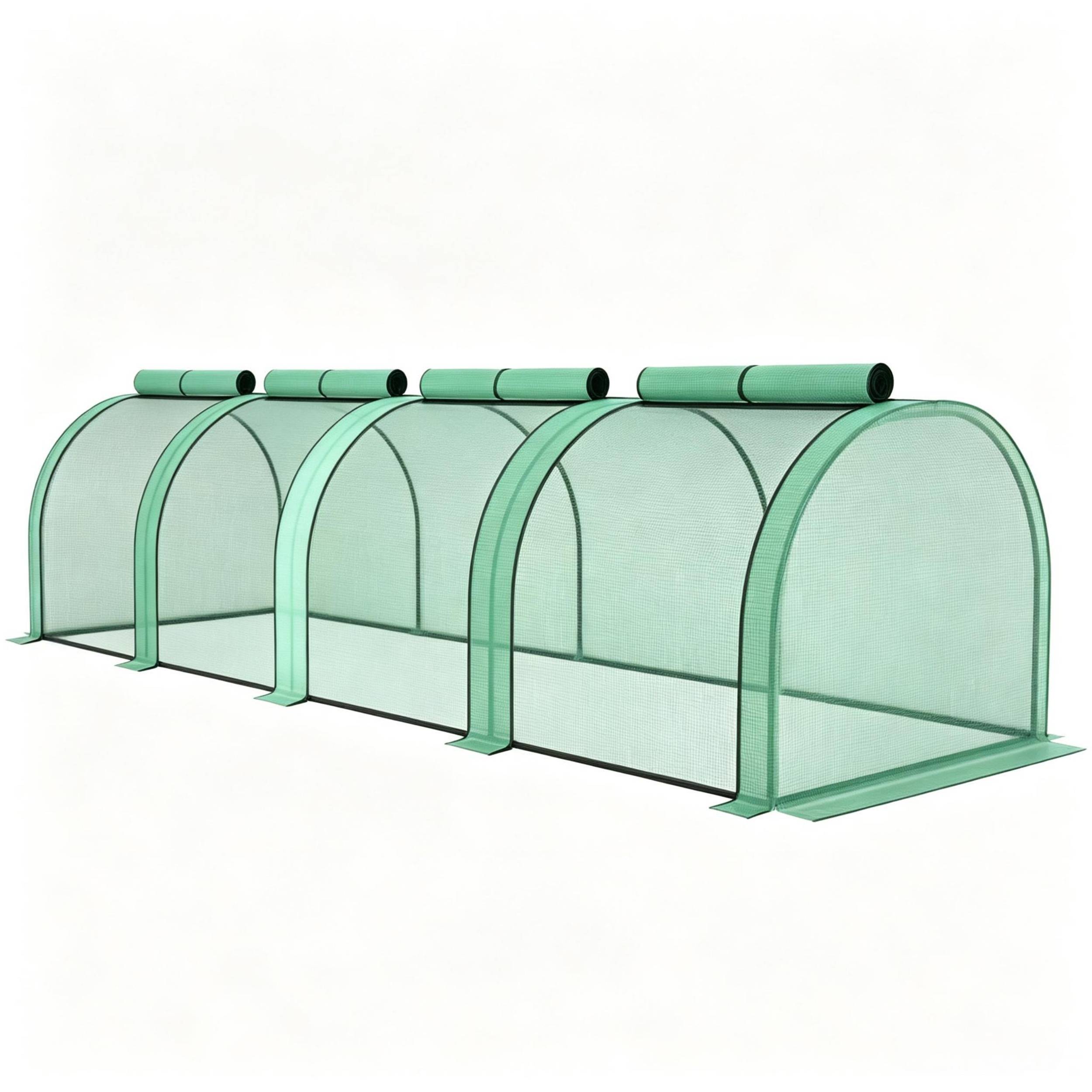 ComfortXL - Mini serre à tomates PE acier 140 g/m² 395 x 100 x 80 cm verte potager 4 portes zippées entretien facile - Image 7