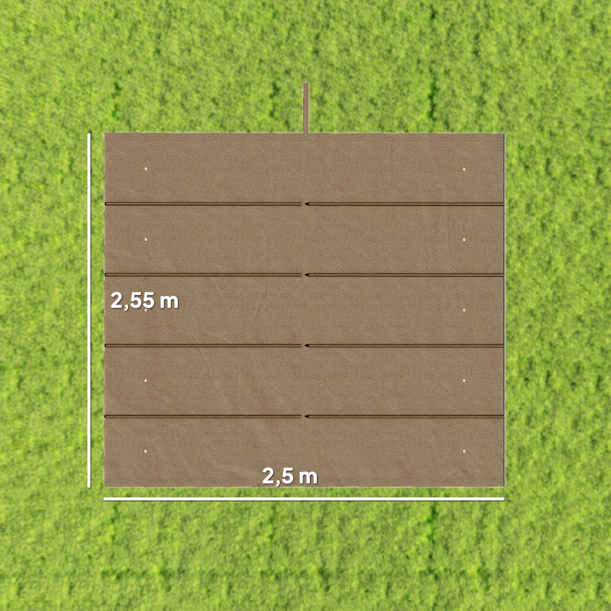 Couverture toit rétractable 2,5x2,55 m pergola 3x3, toile rechange 10 trous, brun - Image 5