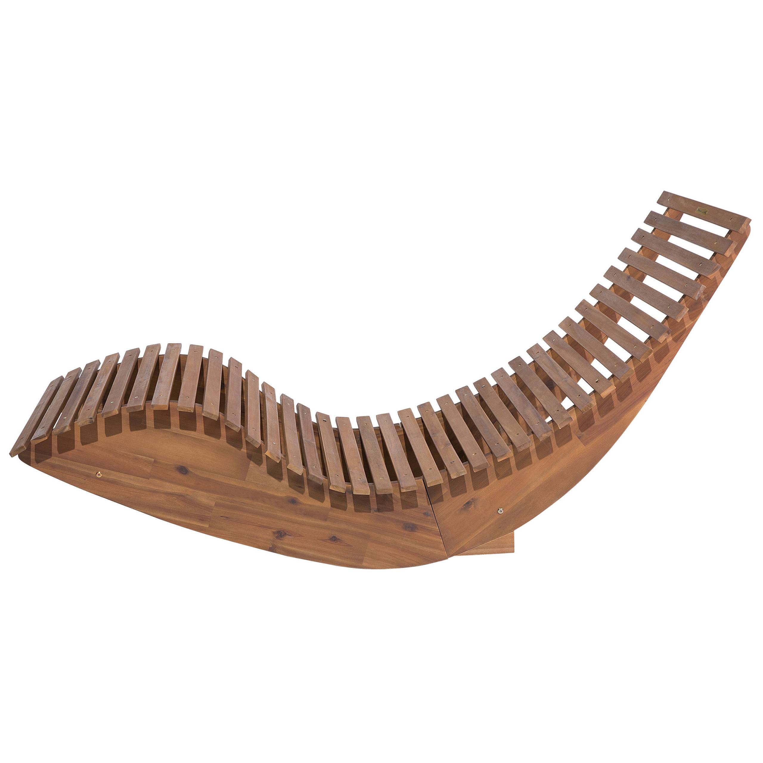 Beliani - Bain de Soleil Chaise Longue de Jardin en Bois d'Acacia avec Coussin Rouge Matières Résitantes et Fonction Bascule Design Moderne Beliani - Image 6