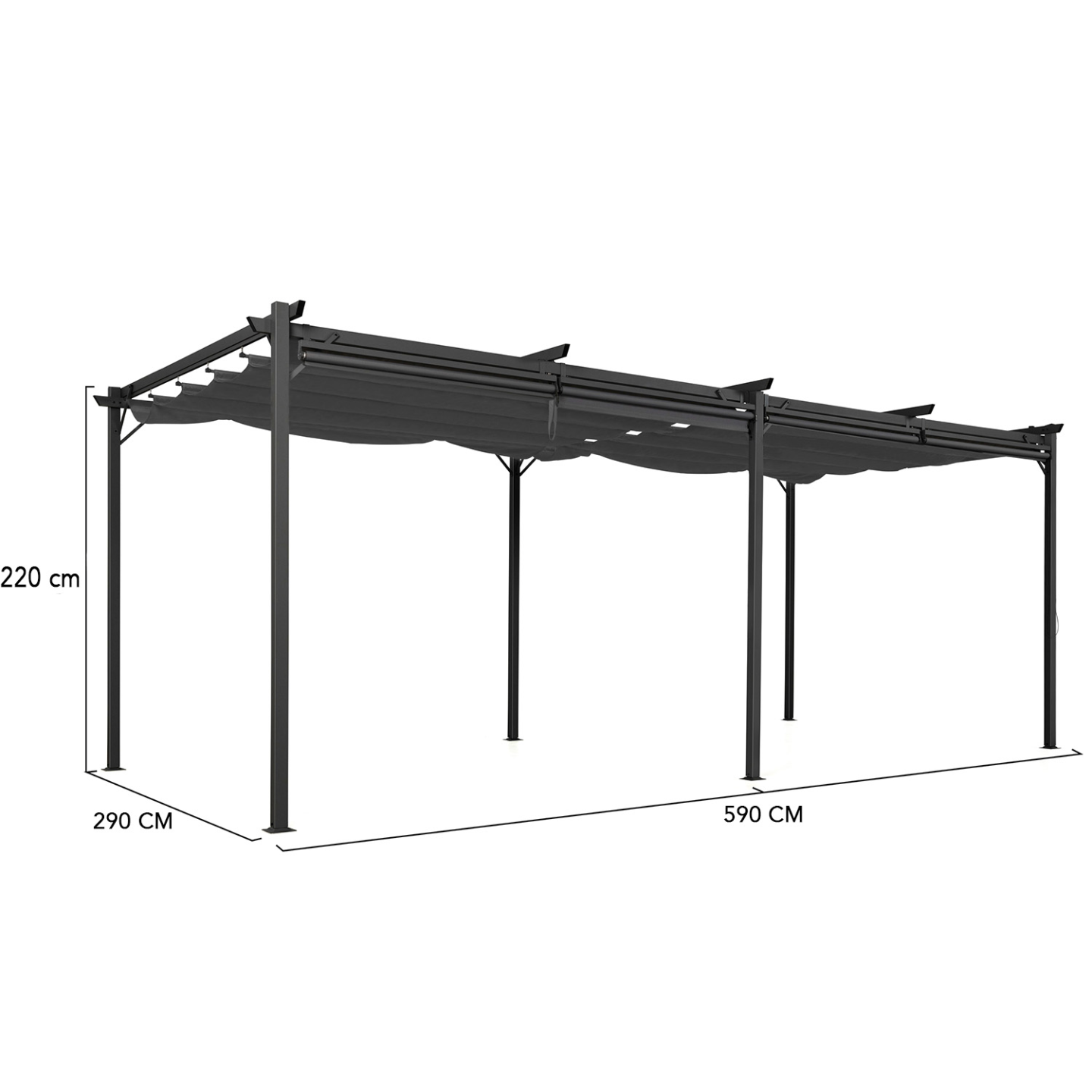 Pergola édition spéciale toit rétractable 3x6 M et 6 stores gris anthracite - Image 8