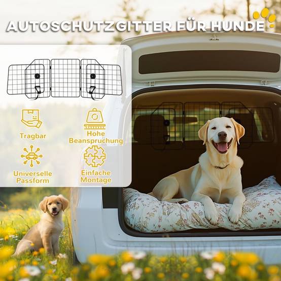 Grille de séparation chien voiture extensible 93-150 x 5 x 42 cm acier noir - PANGIVO - Image 4