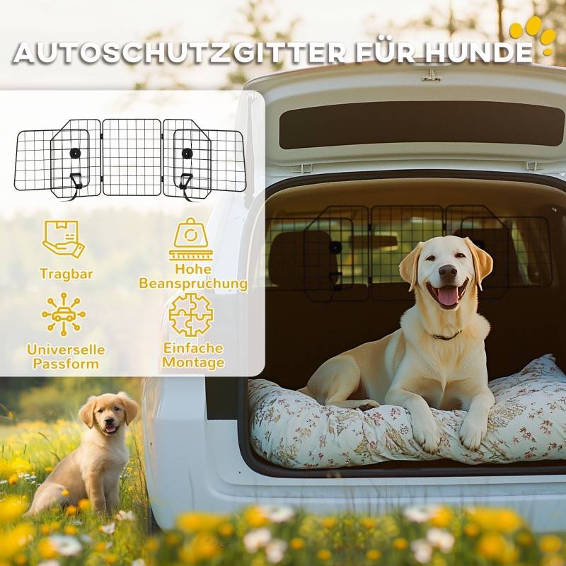 Grille de séparation chien voiture extensible 93-150 x 5 x 42 cm acier noir - PANGIVO - Image 4