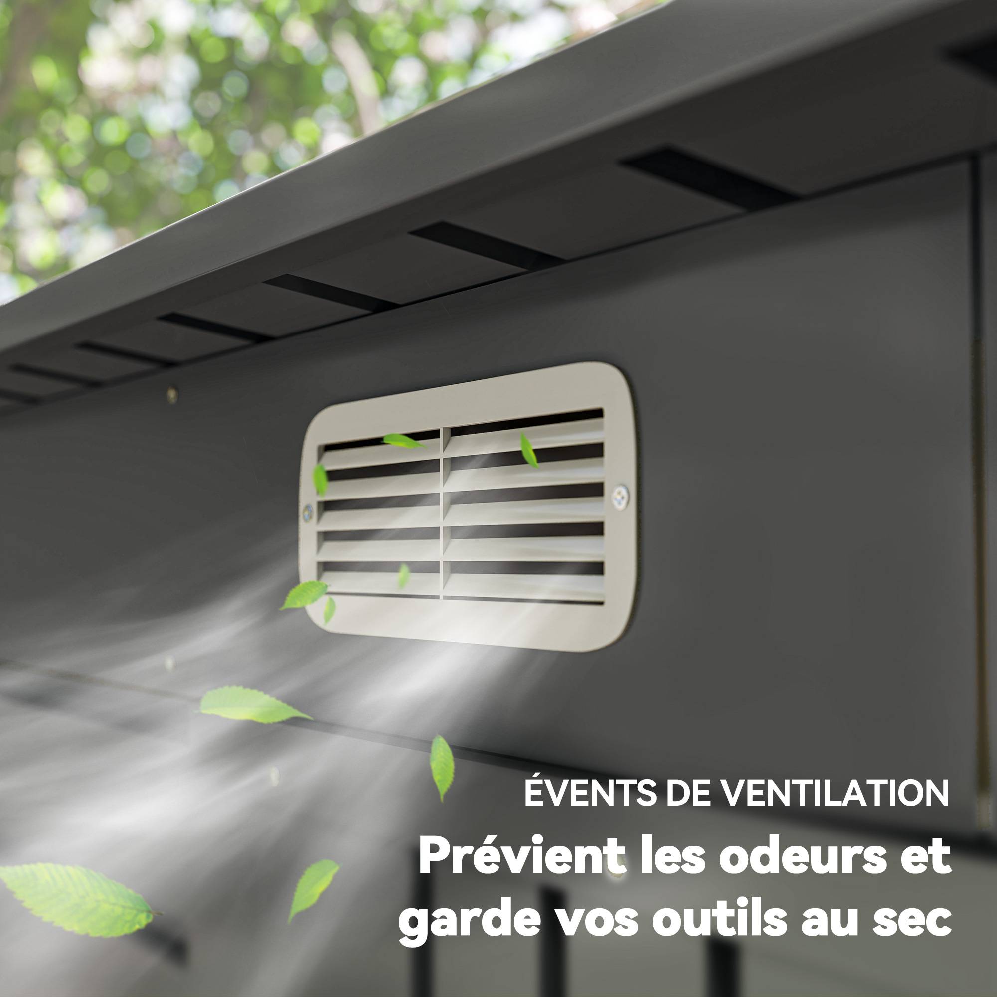 Abri de jardin acier galvanisé pour outils portes doubles verrouillables 191x130cm gris - ComfortXL Outdoor Living - Image 9