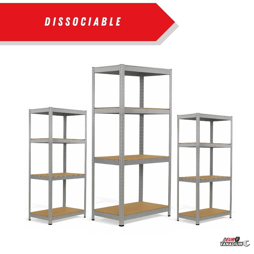 Triple étagère charges lourdes - 2M10 de long -12 plateaux - 210 X 150 - 40 cm - Gris - EURO VANADIUM - Image 7