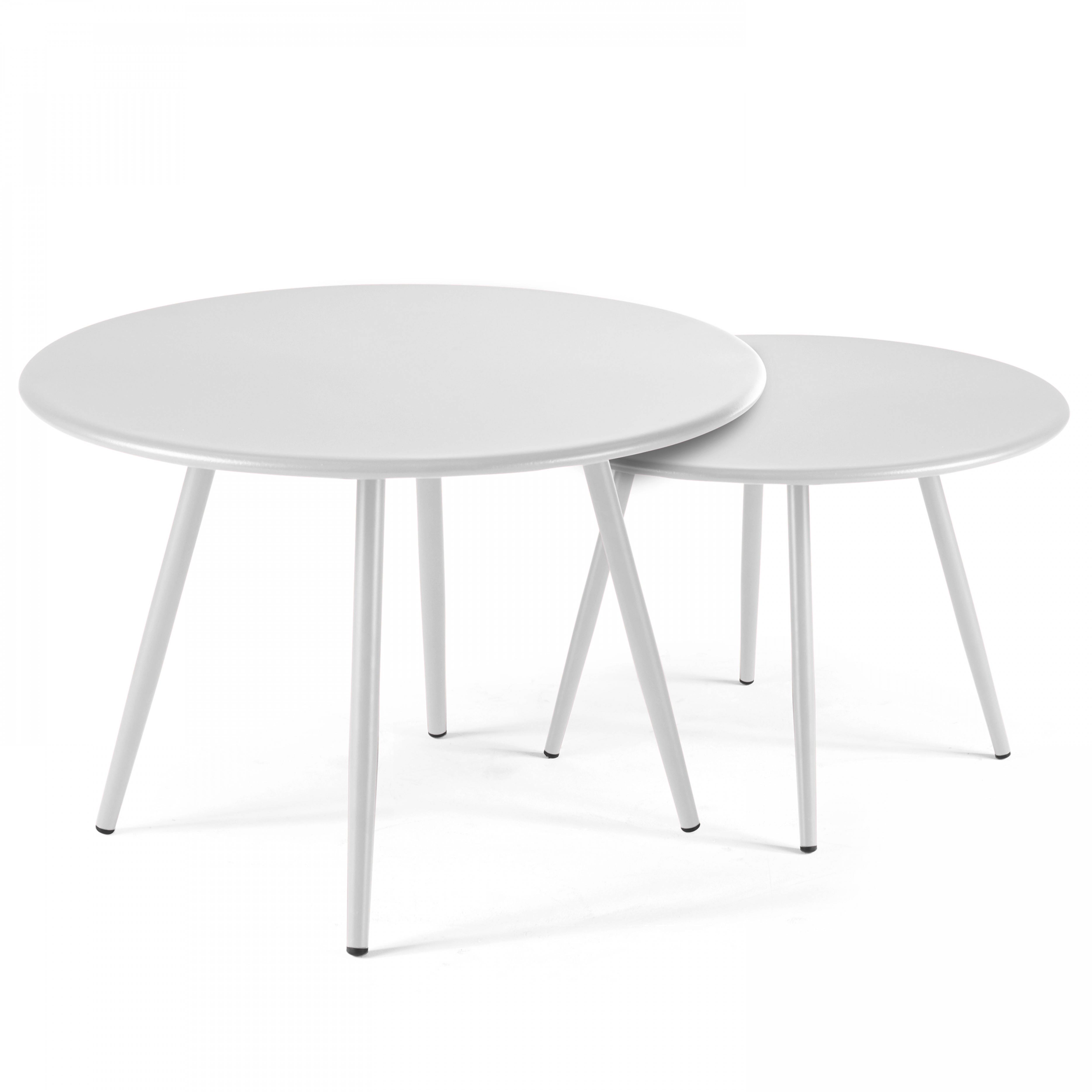 Oviala - Table basse de jardin ronde en métal blanc 50 cm Palavas - Oviala - Image 6