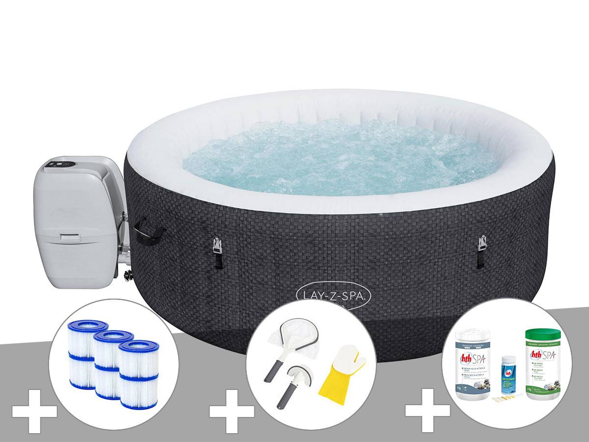 Bestway - Kit spa gonflable Bestway Lay-Z-Spa Havana rond Airjet 2/4 places + 6 filtres + Kit traitement brome + Kit de nettoyage