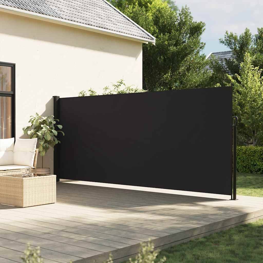 Auvent latéral rétractable polyester et acier noir 500 x 160 cm - PANGIVO - Image 1