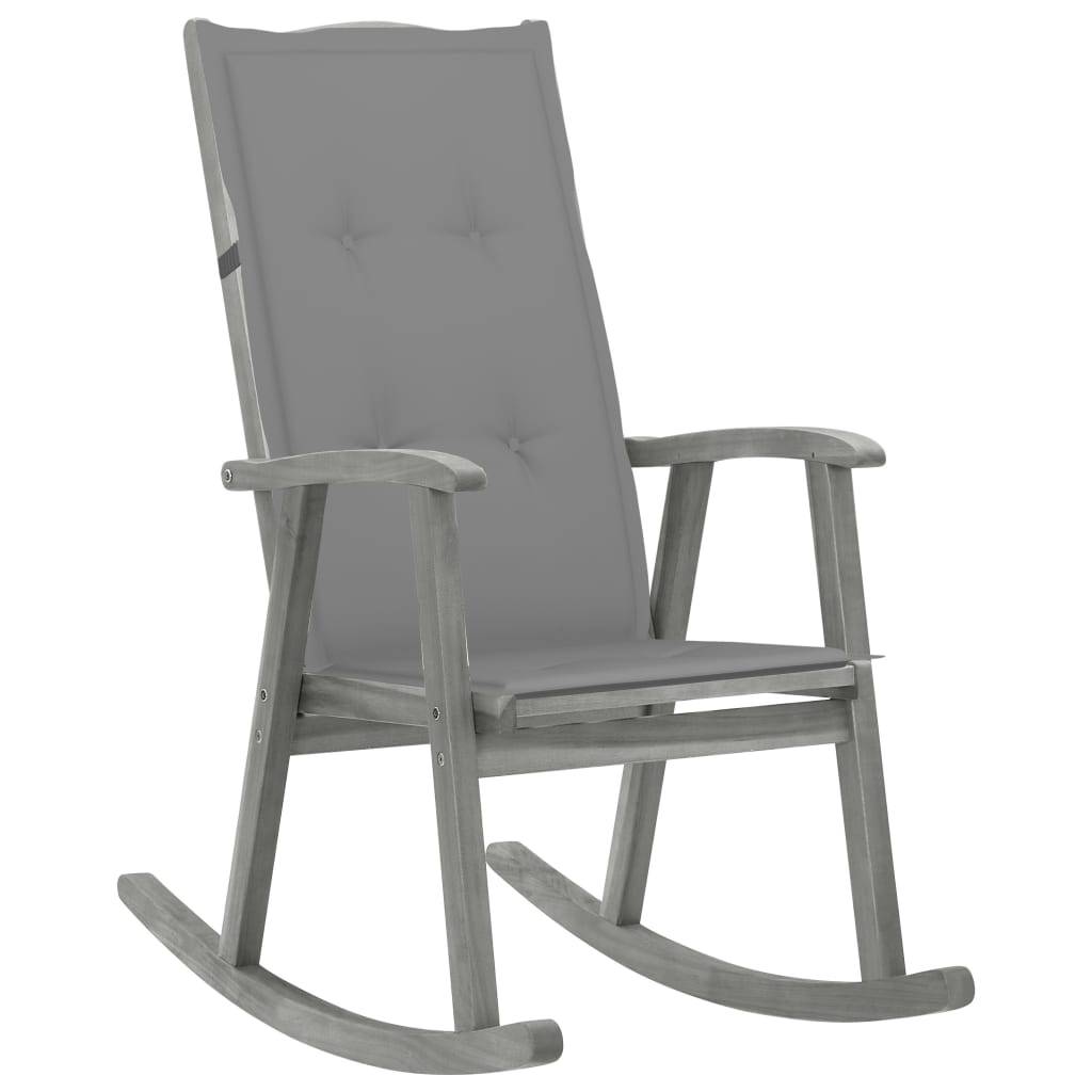 Vidaxl - Chaise à bascule avec coussins Gris Bois d'acacia massif vidaXL 3064210 - Image 1