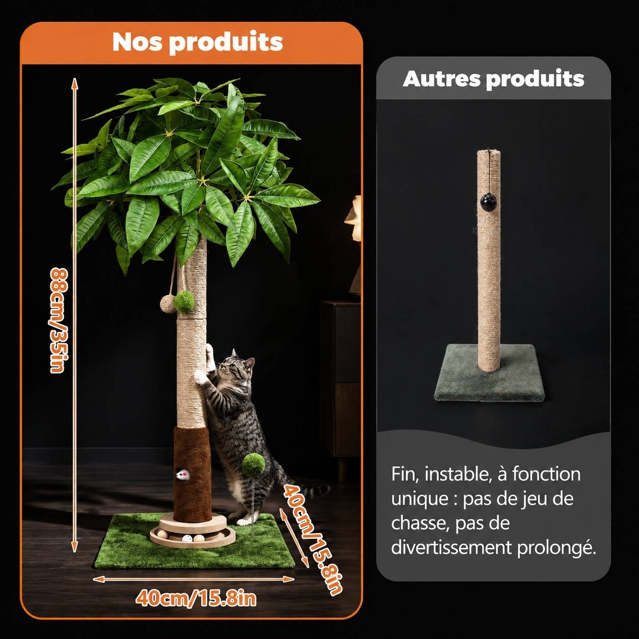 Centre d'Activité pour Chat Arbre à Gratter Avec Tunnel Souris Jouets Interactifs Base Stable - Image 6