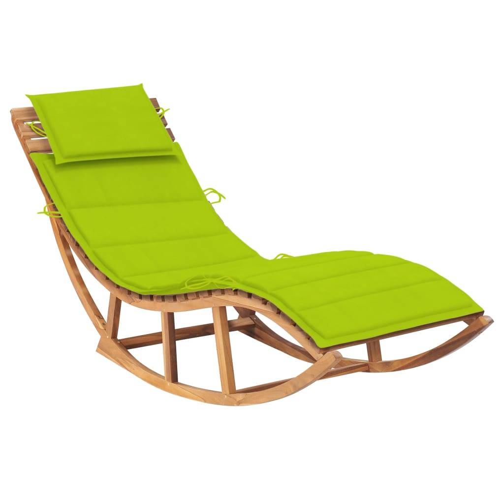 Helloshop26 - Transat chaise longue bain de soleil lit de jardin terrasse meuble d'extérieur à bascule avec coussin bois de teck solide - Image 1