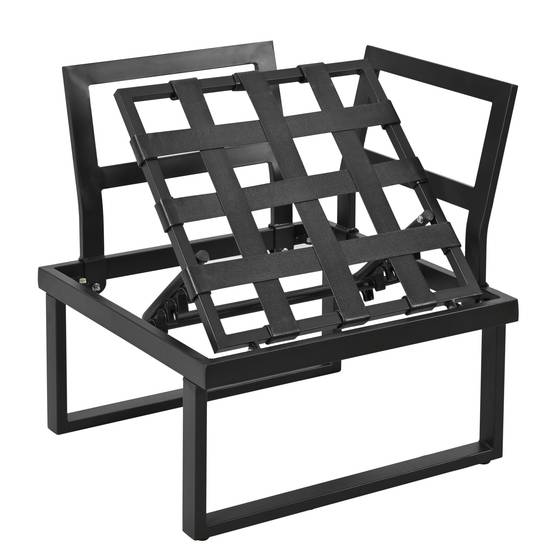 Salon de jardin modulable en acier terrasse dossier inclinable gris et noir - ComfortXL Outdoor Living - Image 8