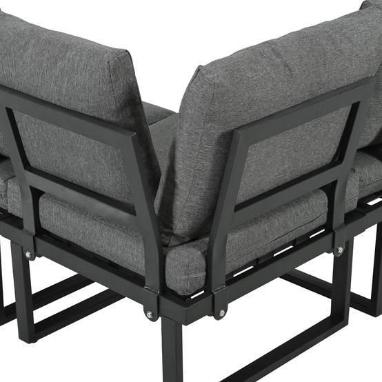 Salon de jardin modulable en acier terrasse dossier inclinable gris et noir - ComfortXL Outdoor Living - Image 9
